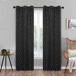 Blackout Window Curtains Zuri Textured Waves Room Darkening Set of 2