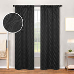 Blackout Window Curtains Zuri Textured Waves Room Darkening Set of 2