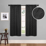 Blackout Window Curtains Zuri Textured Waves Room Darkening Set of 2