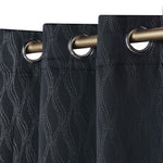 Blackout Window Curtains Zuri Textured Waves Room Darkening Set of 2